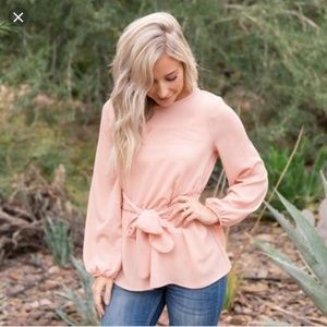 Tie waist top in lilac